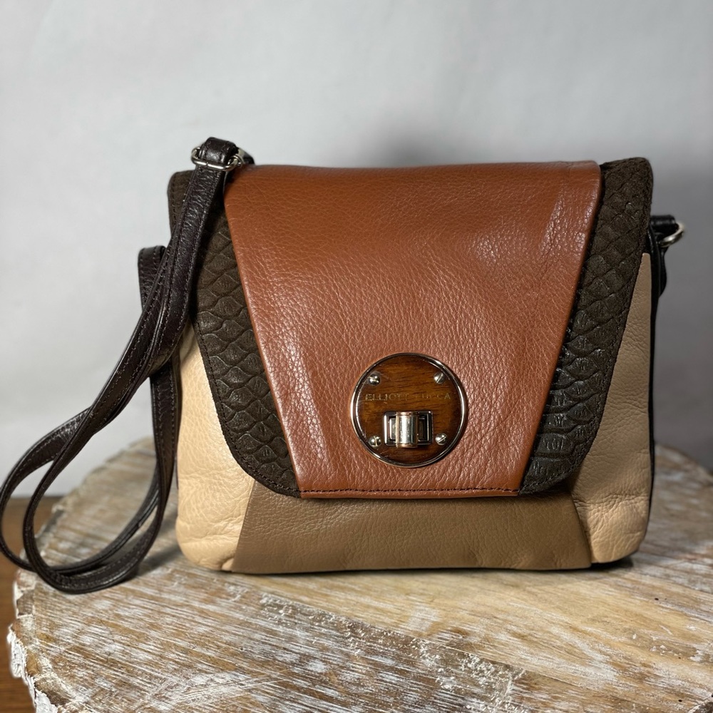 Elliot Lucca Brown & Tan Leather Crossbody